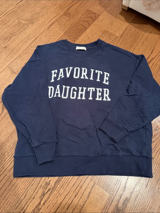 Favorite Daughter Sweaters - Favorite Daughter Navy Blue Crewneck Sweater with White Lettering